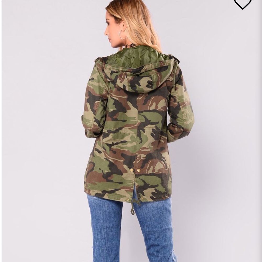 Military Olive Jacket/Anorak button down - Picture 2 of 3